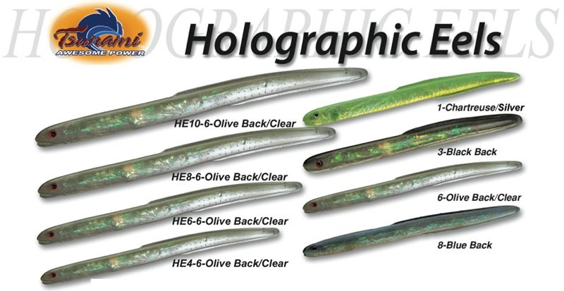 Soft Plastics Tsunami Holographic Eels 1 Soft Plastics Tsunami Holographic Eels