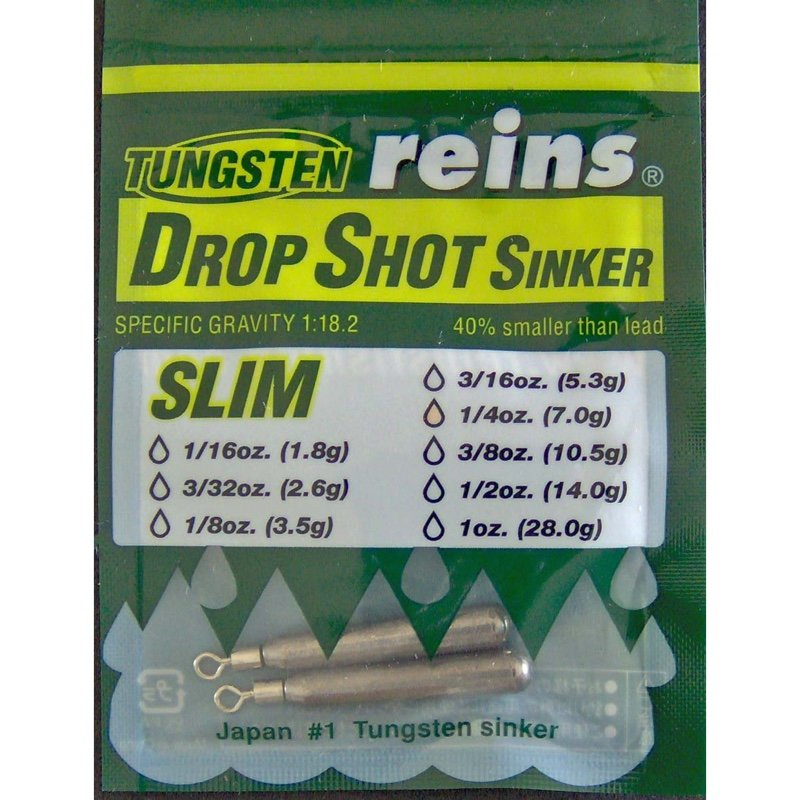 Reins Tungsten TG Slim Drop Shot Sinker Weights 1 Reins Tungsten TG Slim Drop Shot Sinker Weights